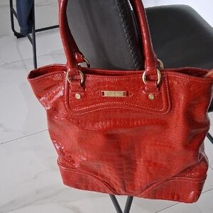 Cole HAAN Textured Red Tote Bag